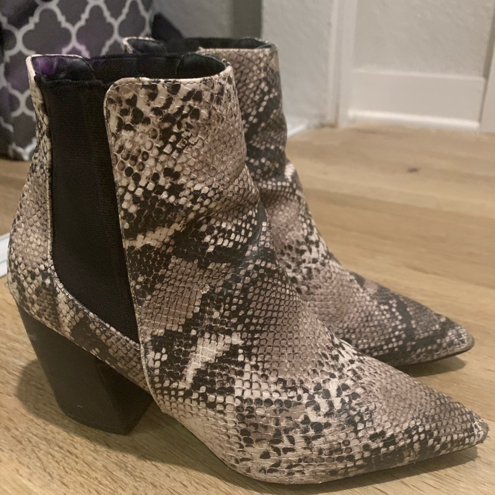 Snakeskin booties